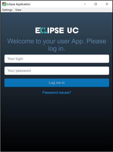Eclipse UC Desktop Sign-in screen