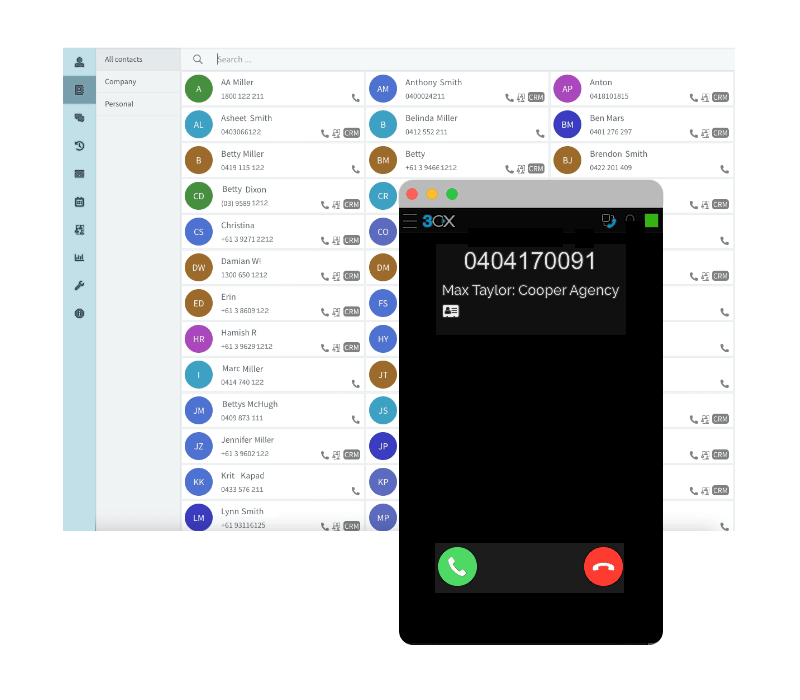 Incoming call on web-based phone system